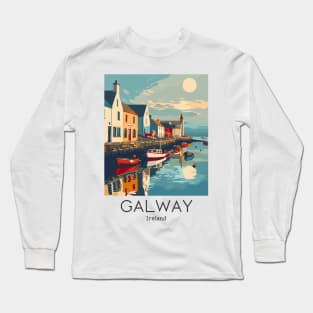 A Vintage Travel Illustration of Galway - Ireland Long Sleeve T-Shirt